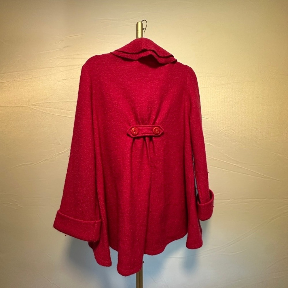 For Cynthia Pink Wool Ruffle Collar Button Front Coat Women's L - Picture 4 of 6